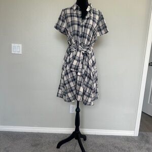 Anthropologie x 11.1 Tylho dress Sz S Plaid Tie-Waist Shirtdress with Pockets